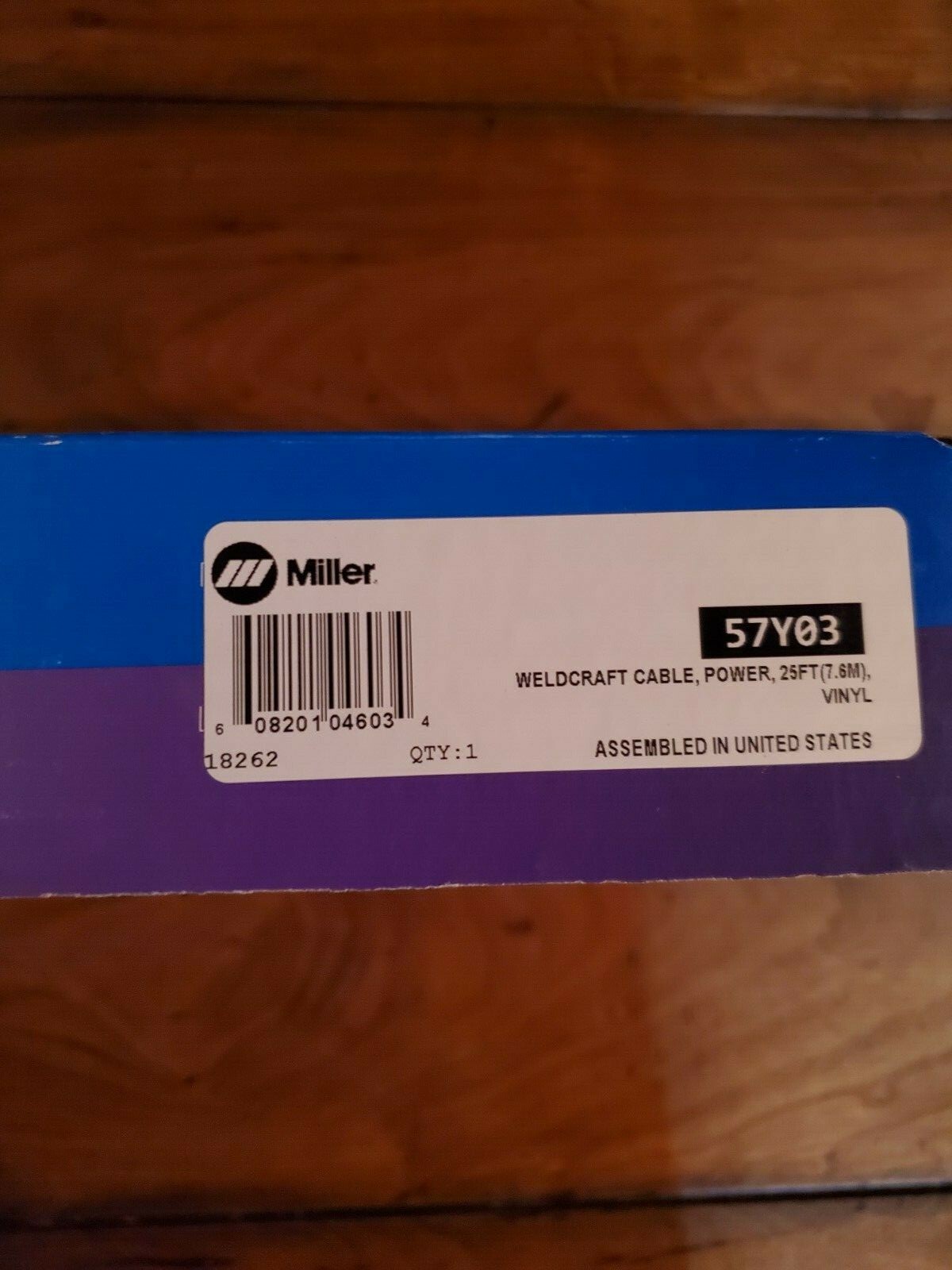 Miller-WeldCraft 57Y03 Power Cable, 25 Ft./7.6M, Vinyl, Qty.1