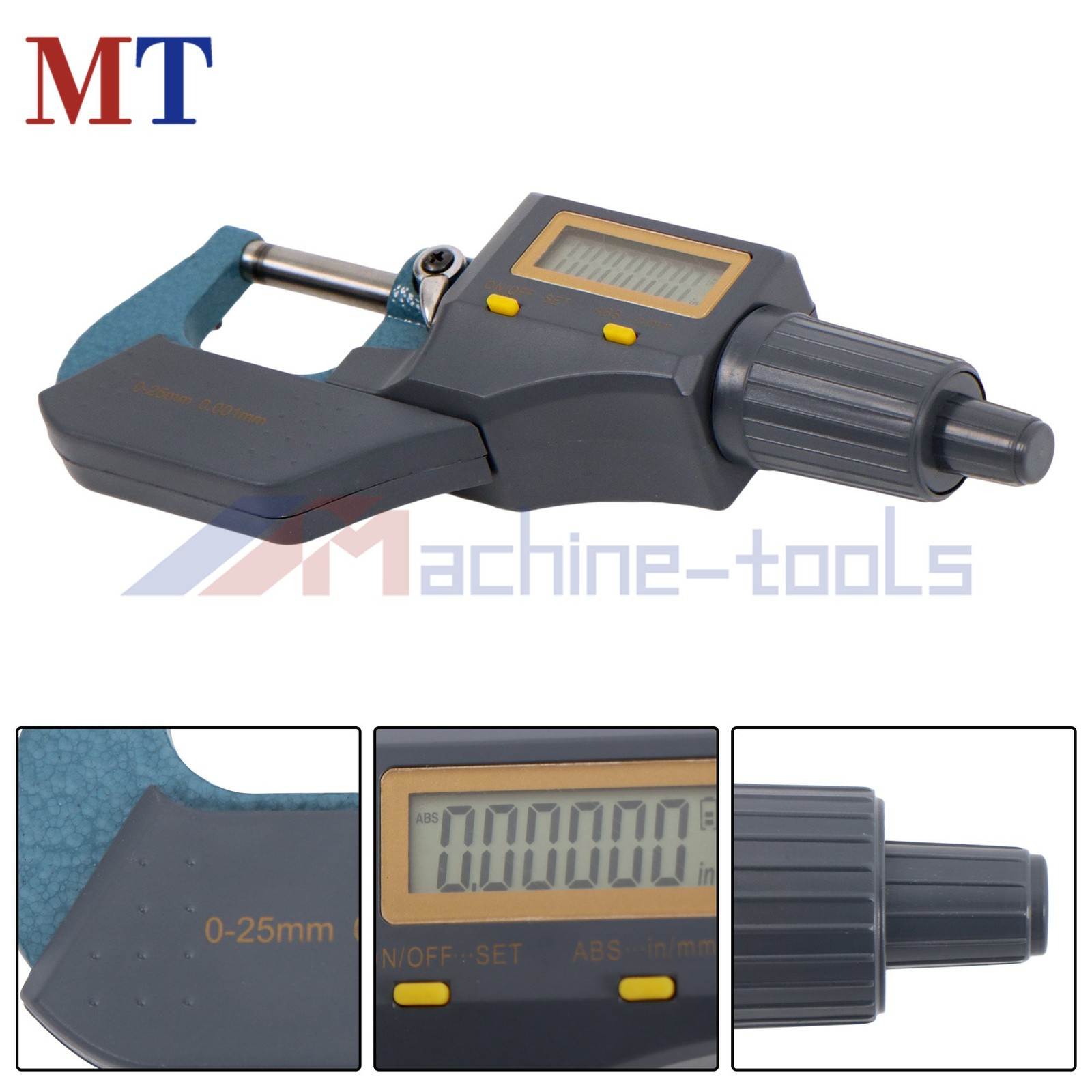 0-25mm Caliper Carbide Tip Digital Electronic Outside Micrometer 0-1″ 0.00005″