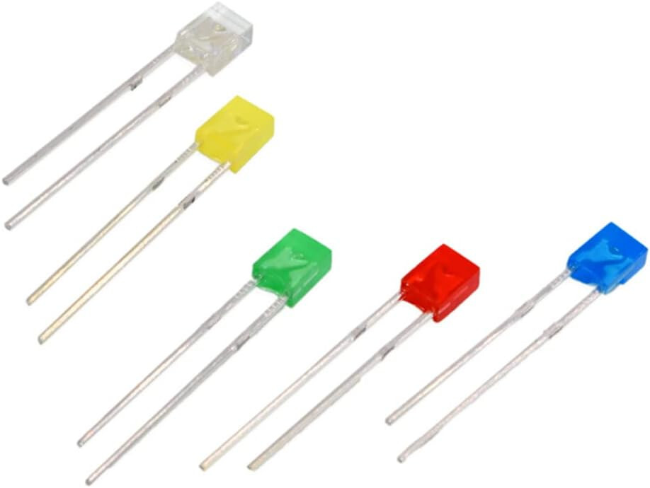 100 LED Sortiment rechteckig 2x3x4mm je 20x rot,grün,gelb,blau,weiß Leuchtdioden
