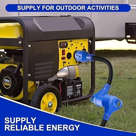 4 Prong 30 Amp: RV Generator Adapter Cord- NEMA L14-30P to TT-30R (12″)