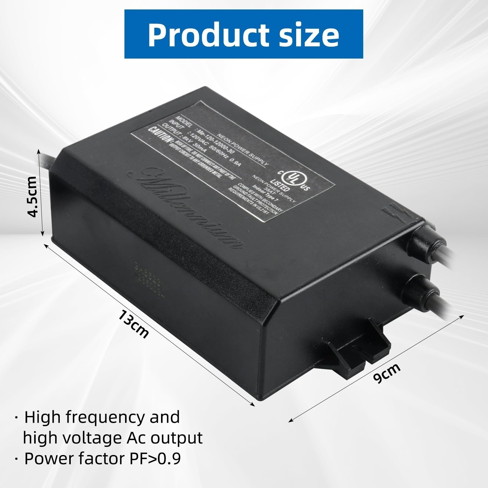 ME-120-12000-30 Neon Light Transformer Power Supply 8KV 30mA 120VAC UL Listed