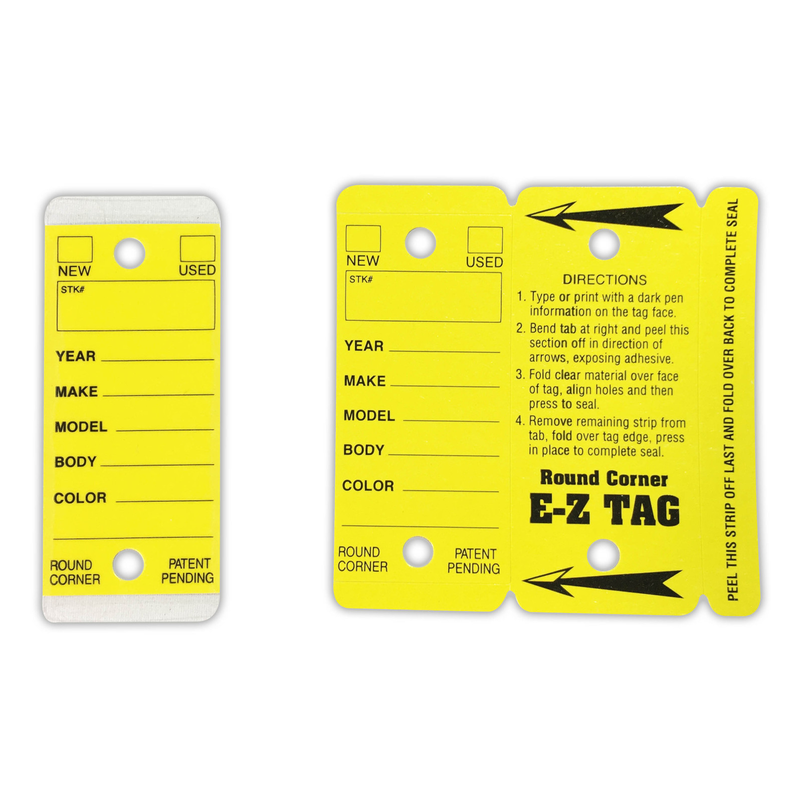 CarBowz Round Corner Dealer Key Tags Self Laminating Yellow