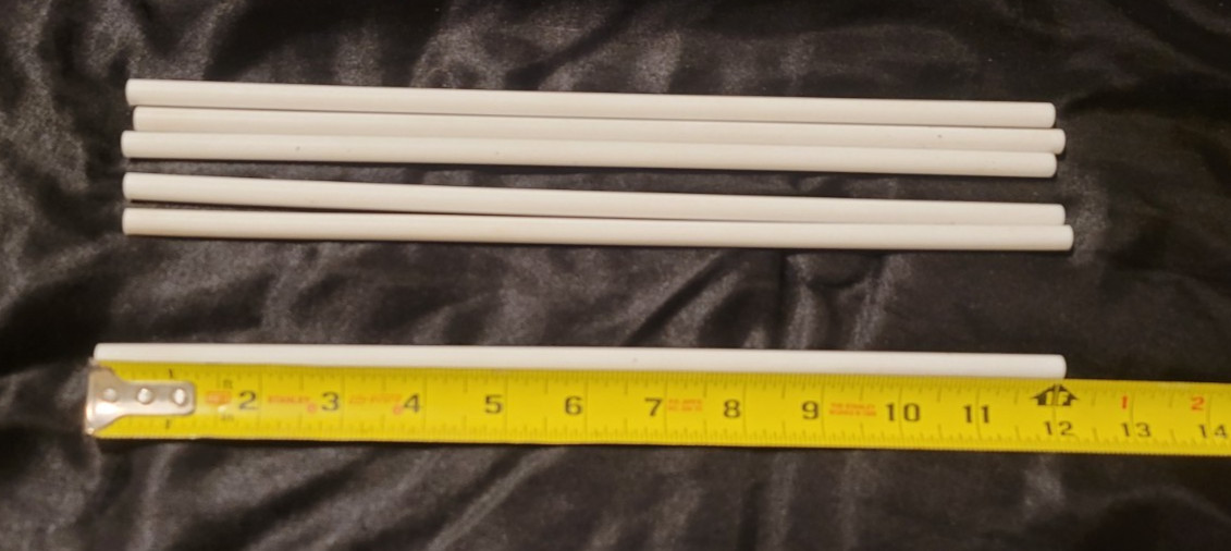 6) Teflon 5/16 Dia Round Stock 12″ long (.312 X 12.000) INV#W-85