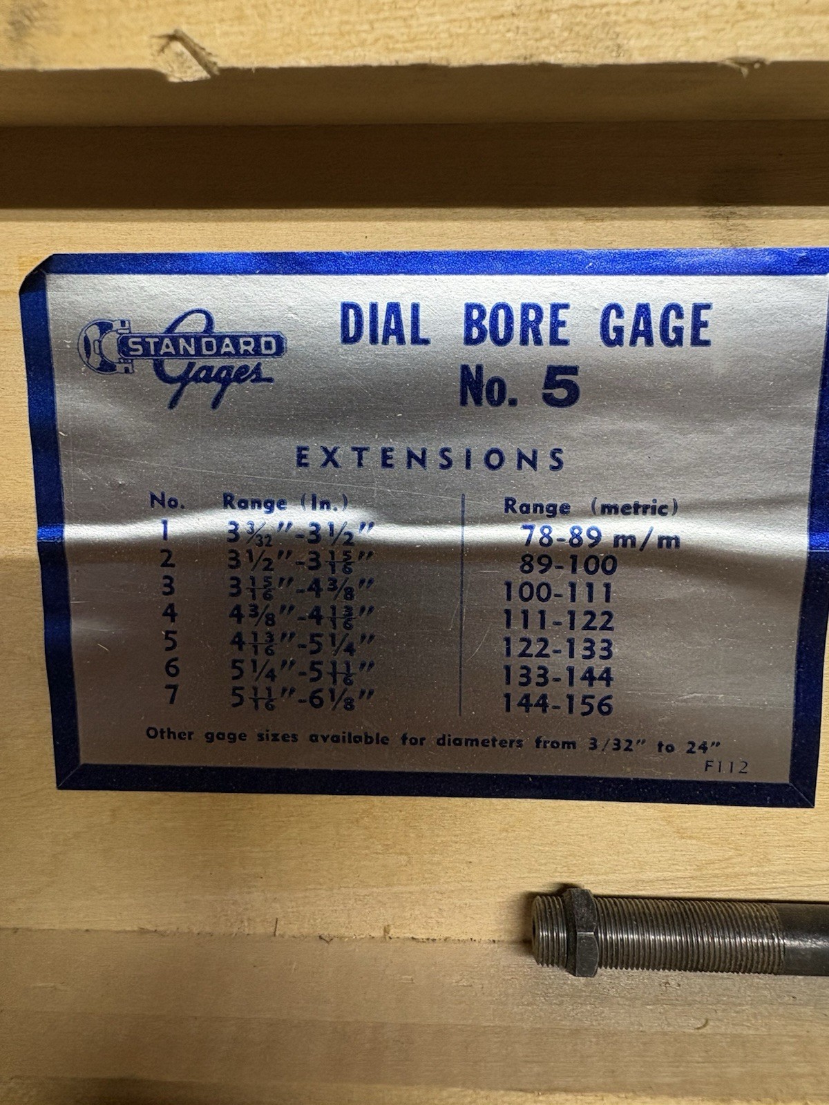 Standard Gage Company No 5 Dial Bore Gage 78MM-155MM 3.09″-6.625” 53374LR READ