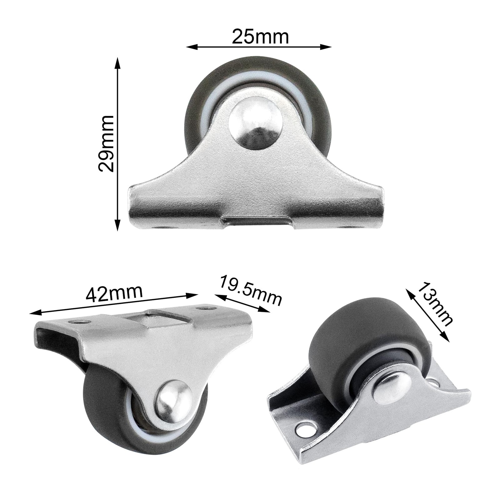 4 PCS 1 Inch Fixed Caster Wheels Furniture Directional Casters Mini Caster Wh…