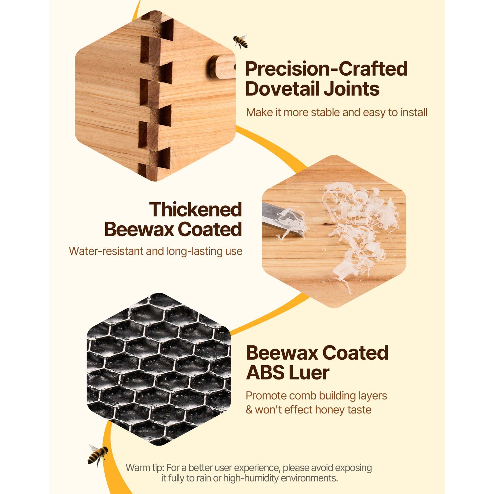 VEVOR Bee Hive Langstroth Kit 20 Deep & 20 Medium Frames with Acrylic Windows
