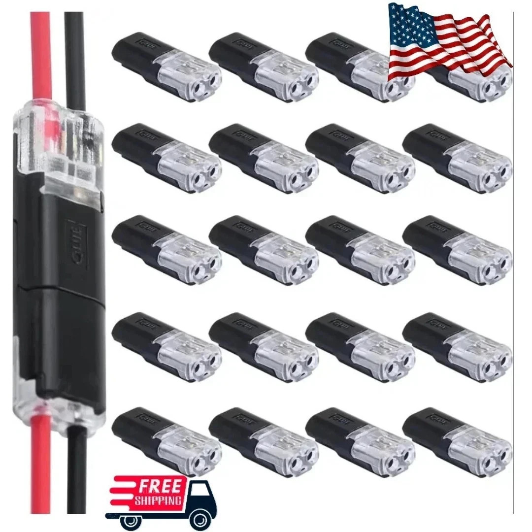 20-50pcs Double-Wire Plug-in Connector with Locking Buckle, AWG 18-22