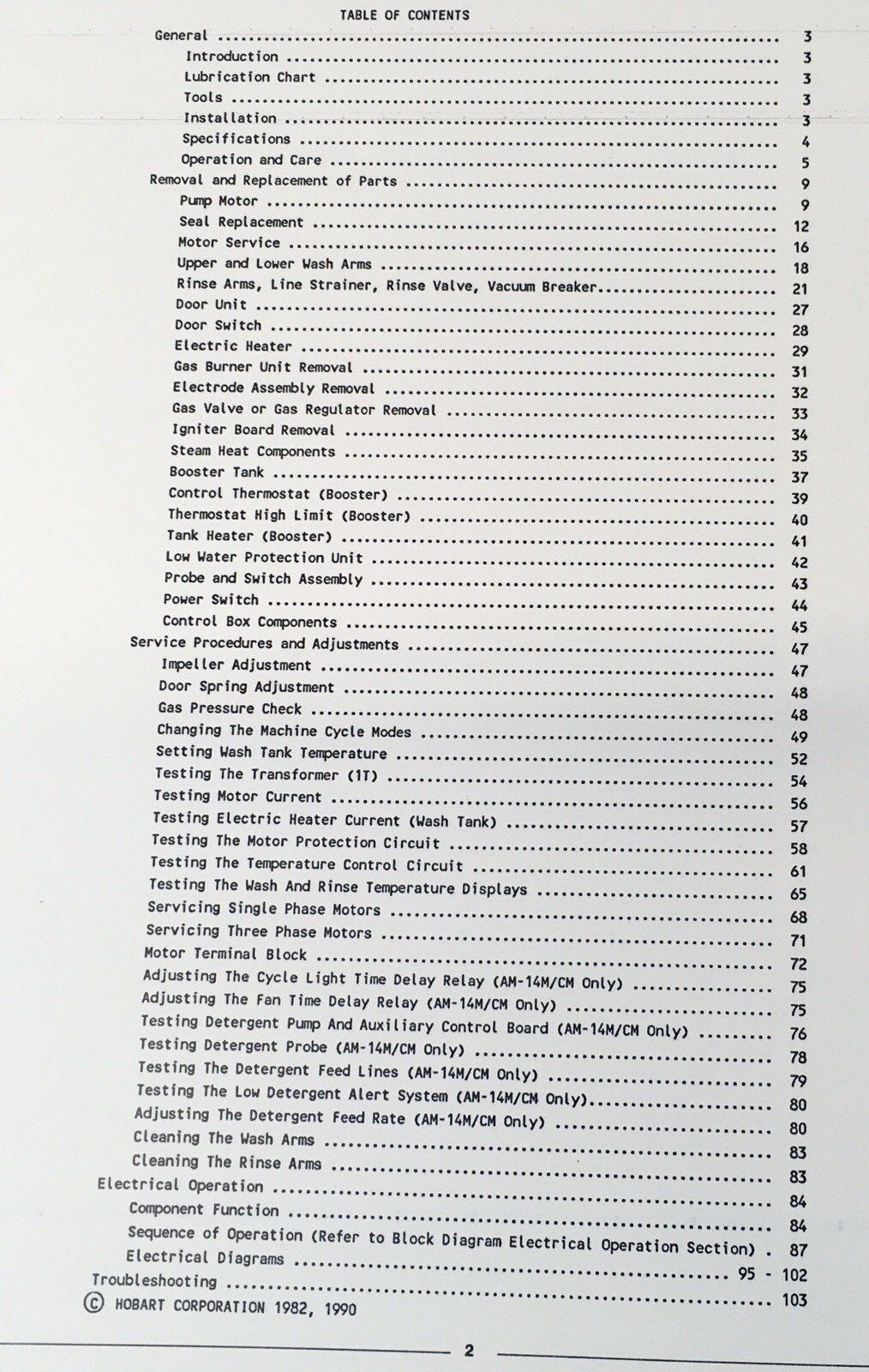Hobart Model AM-14 AM-14C AM-14M AM-14CM Dishwasher Service Manual Repair Shop