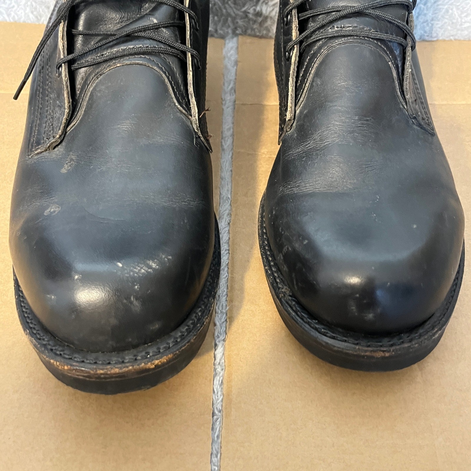 Vintage US Military Combat Boots Black Leather Lace Up 1987 Size 9.5 D