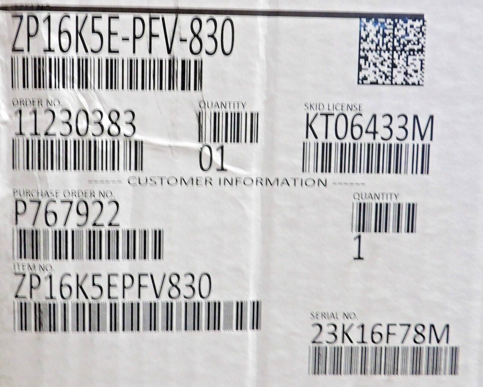 Copeland ZP16K5E-PFV-830 Scroll Compressor 208-230V 1Ph 60Hz 15,500 BTU – NEW!