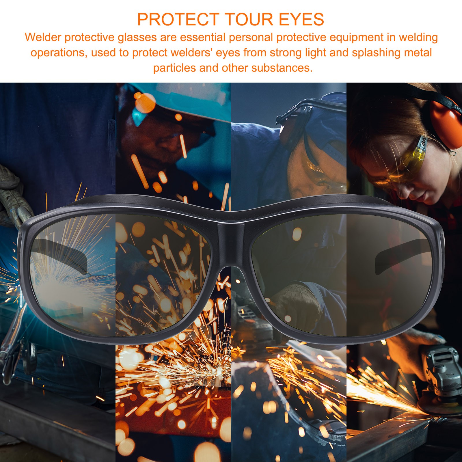 Welding Glasses IR Shade 4 CE Certified Protective Glasses Wrap-Around Lens New