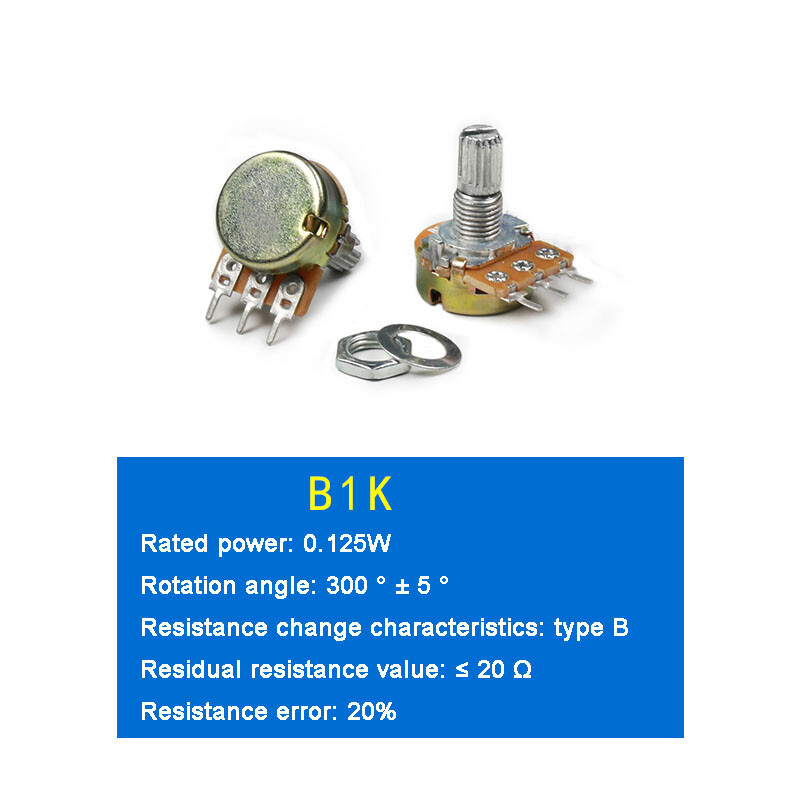 WH148 Variable Resistor Single Potentiometer Pot Lin Linear 3Pin B1K B2K ~ B1MΩ