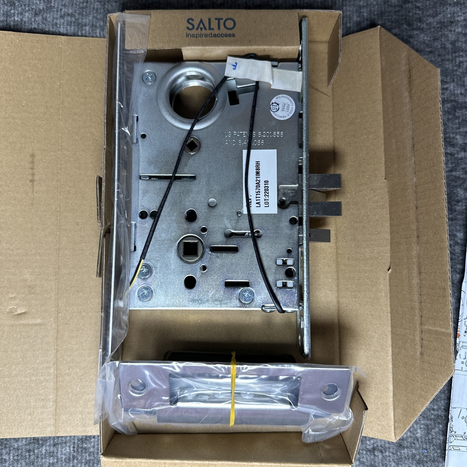 SALTO LA1T1570A21IM8RH Right Mortise Lock Case w/ Front Plate STAINLESS STEEL