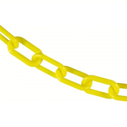 Hi Viz Yellow, Chain: 100 ft Lg, Polyethylene, 1.9 in Link, Indoor; Outdoor 9JD5
