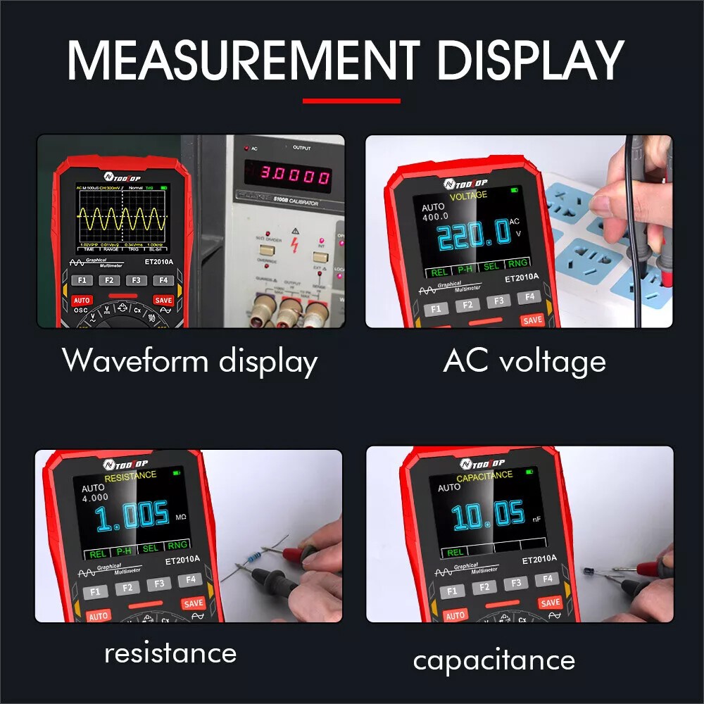 2-in-1 Digital Display Oscilloscope Multimeter Handheld Oscope Meter 1mhz