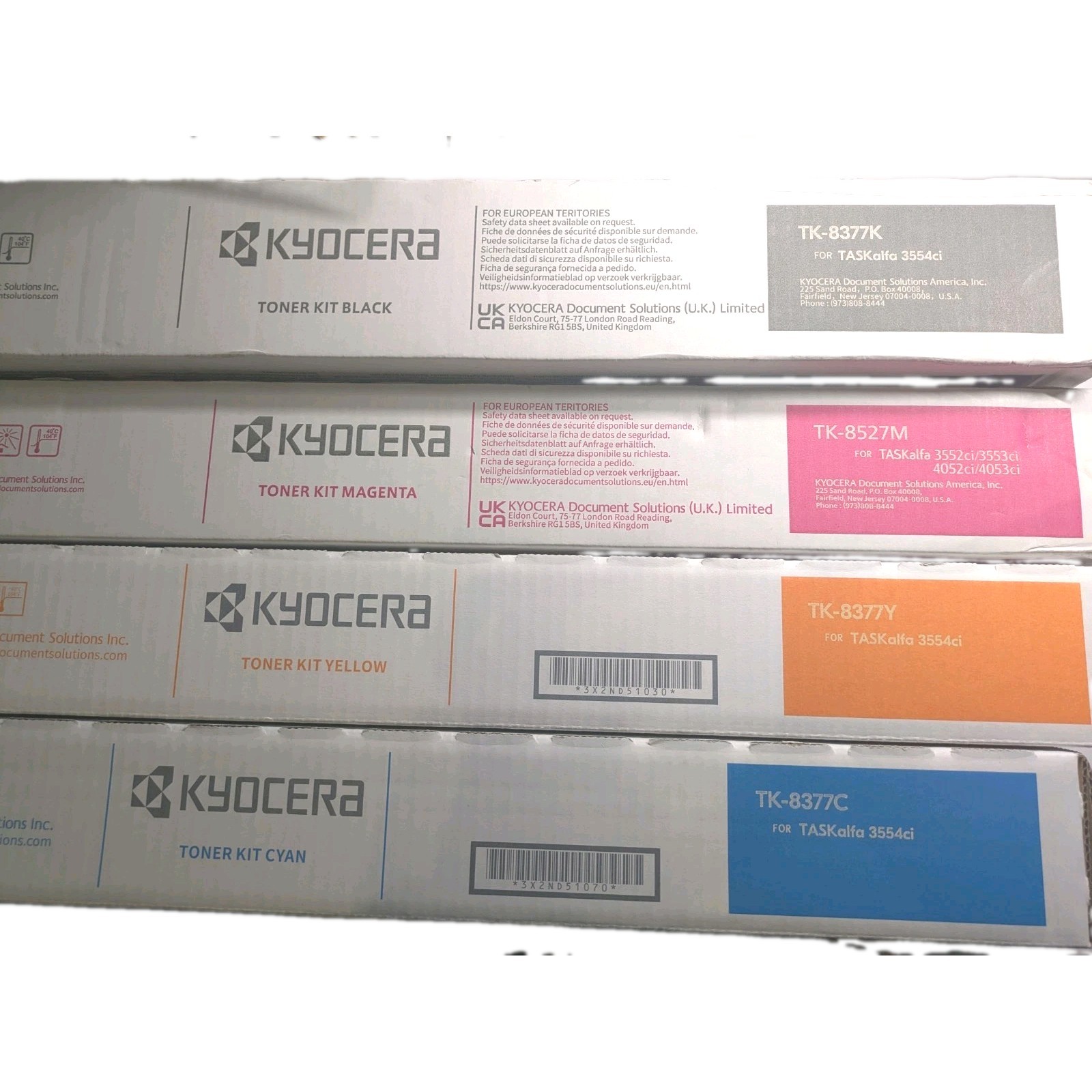4 Genuine Kyocera TASKalfa 3554ci Cyan, Mag, Yellow & Black Toners TK-8377 CMYK