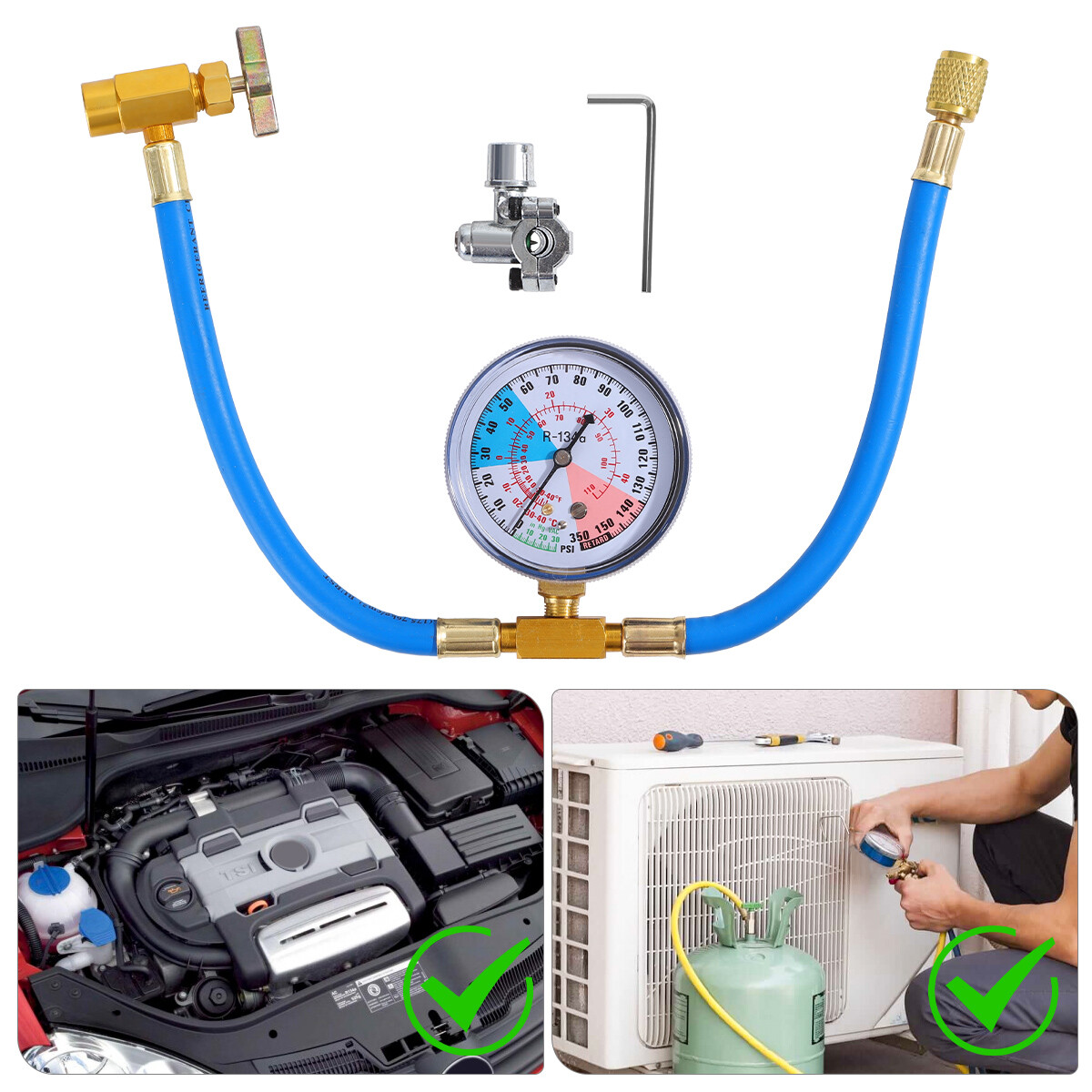 BPV31 Bullet Piercing Tap Valve Kits w/ Pressure Gauge Fit For Home Refrigerator