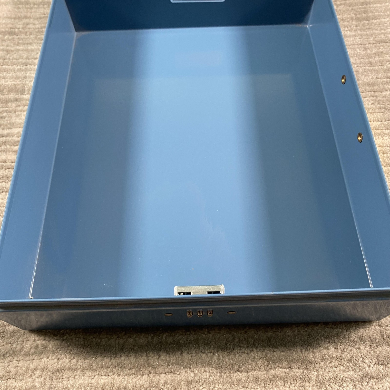 Vintage Bemis & Call Sesamee Policy Box Blue Steel Combination Lock Box Bankers