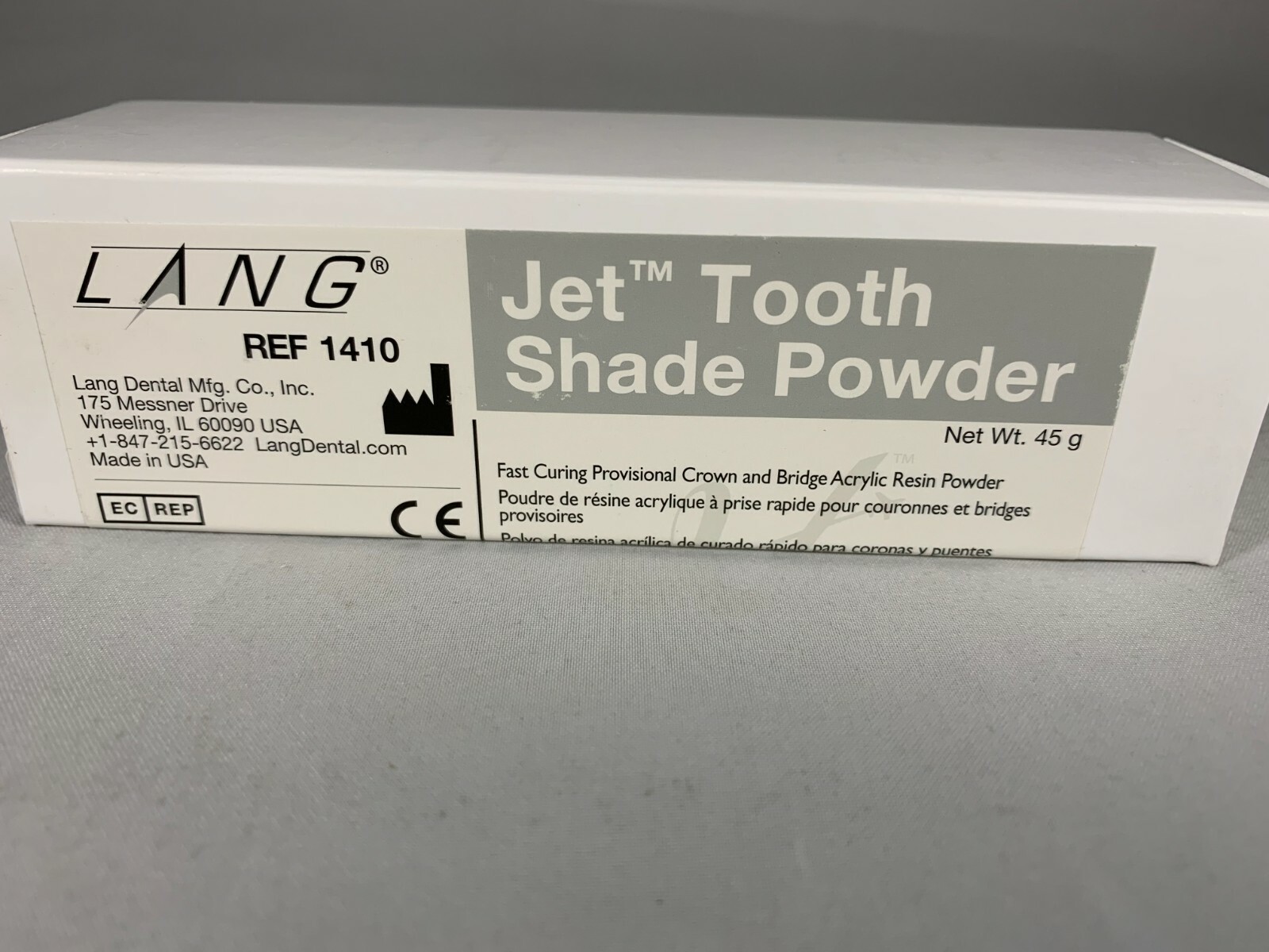 Lang Jet Tooth Shade Fast Curing C&B Acrylic Resin Powder (45 g) Dental