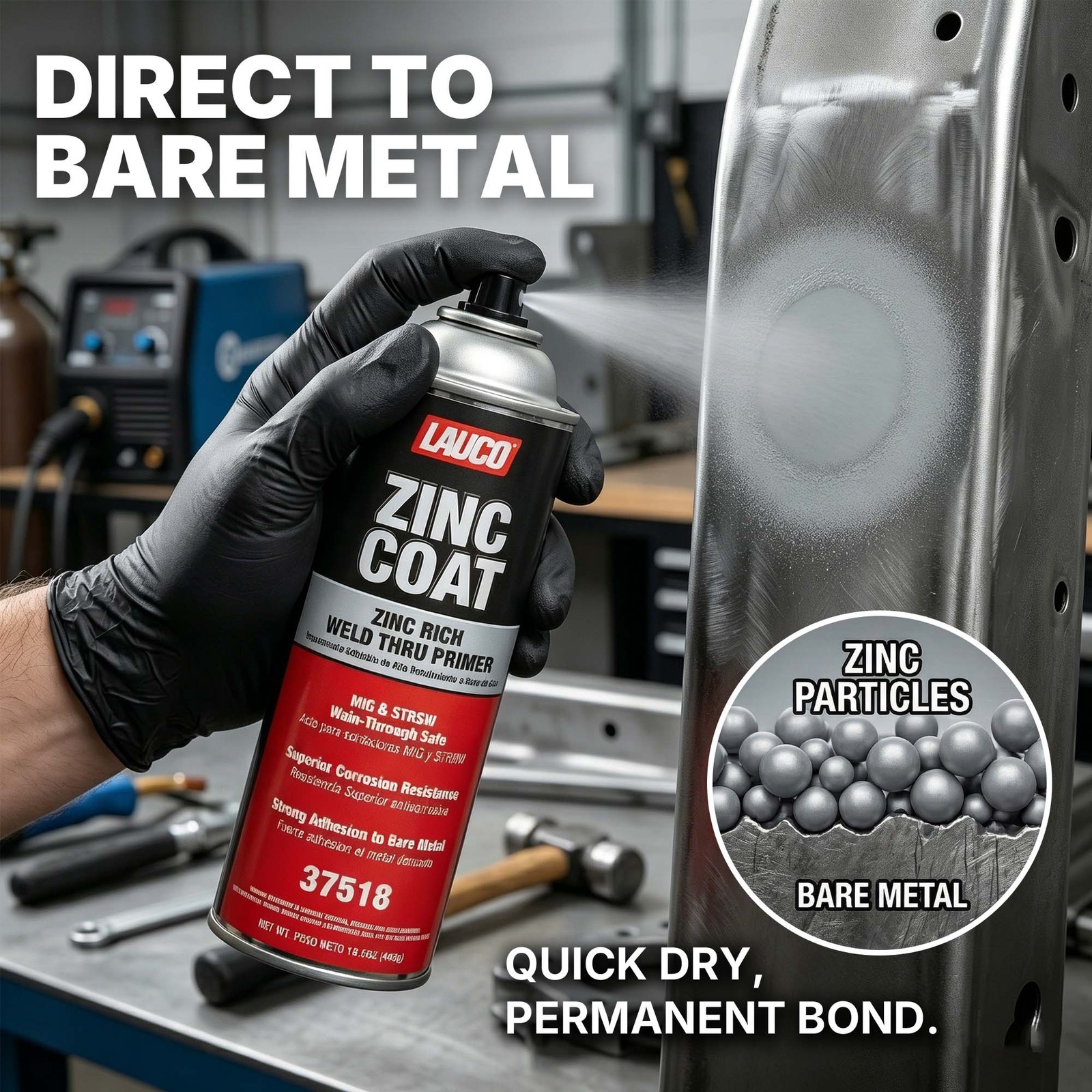 LAUCO Zinc Coat Weld-Thru Primer 15.5 oz, Pack of 6, Zinc Rich Spray for Welding