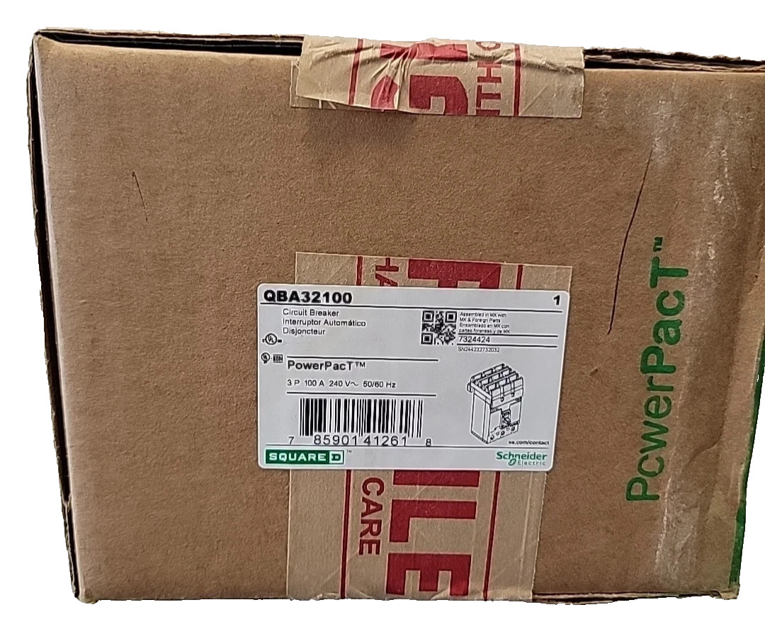 NEW Square D QBA32100 Circuit Breaker 3 Pole 100 Amp 240 Volt PowerPact