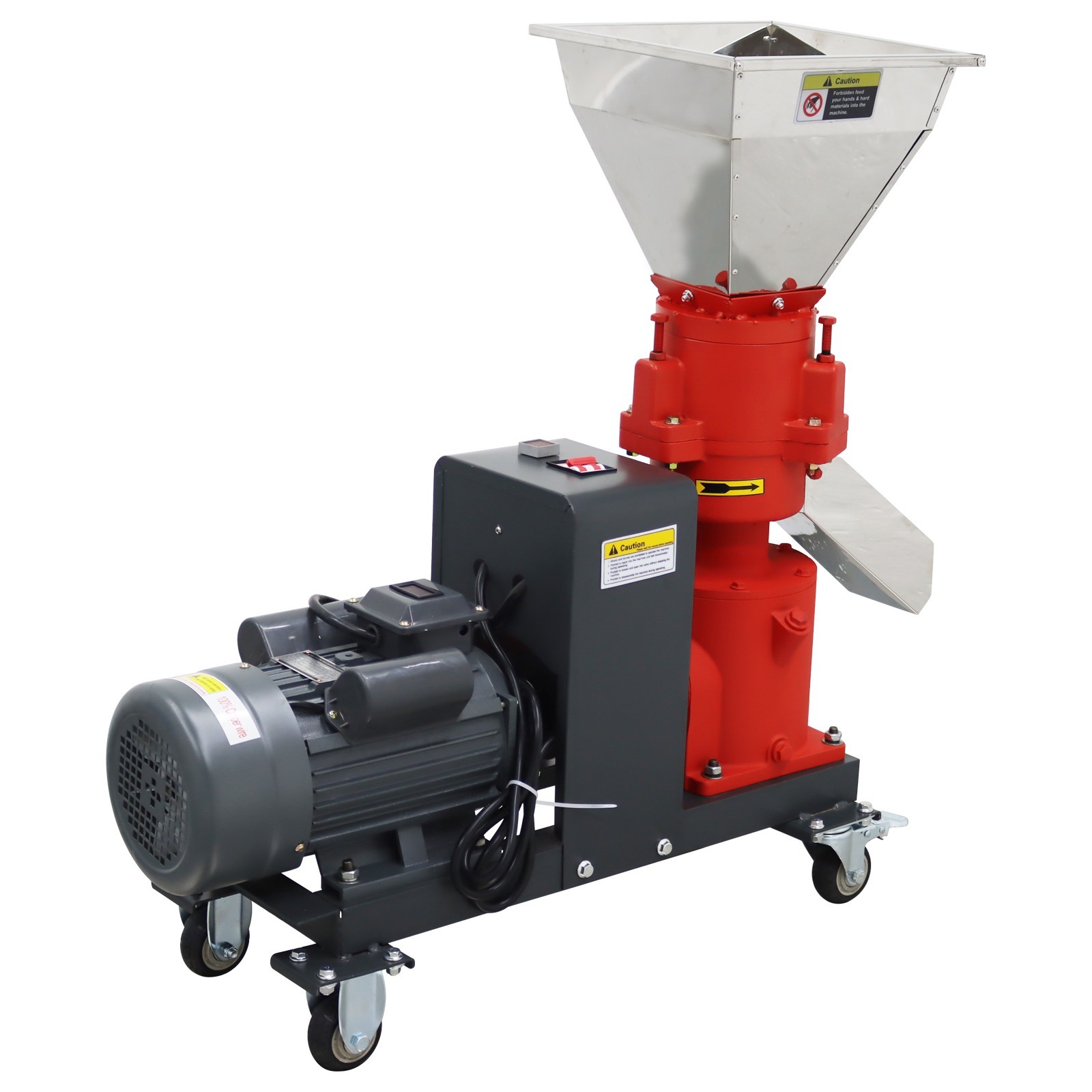 150kg/h Output 2.5mm Plate Animal Feed Pellet Mill Machine 220V 3-roller Head