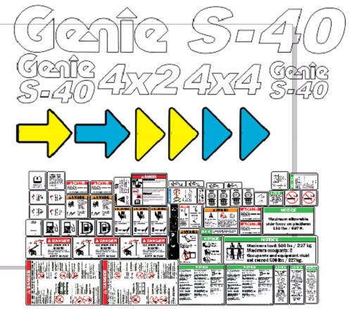 Genie S-40 SN 7001 to 7180 Decal Kit – 7 YEAR VINYL!