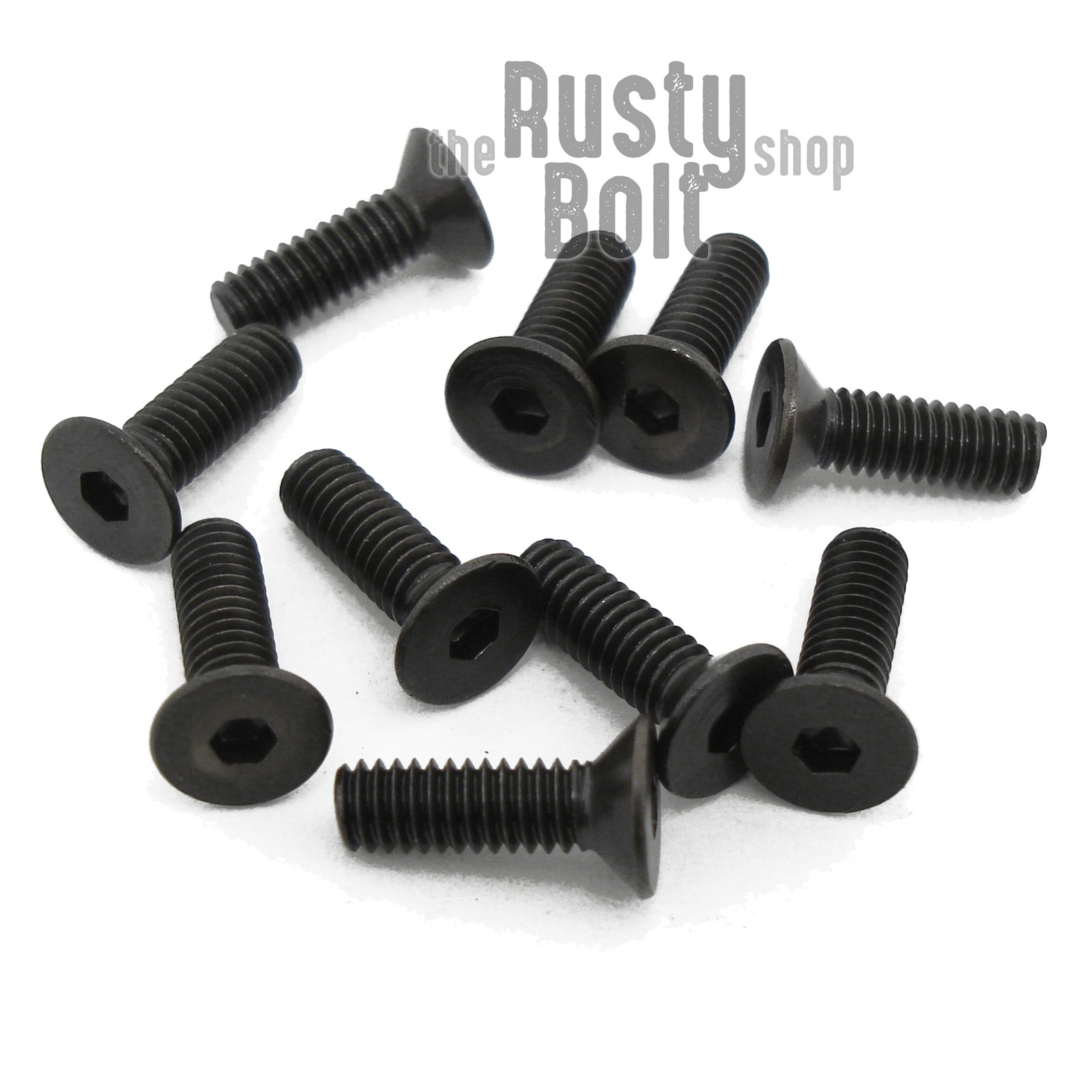 M2.5 x 8mm, Socket Flat Head Screws, 10.9 Steel, Black, Countersunk