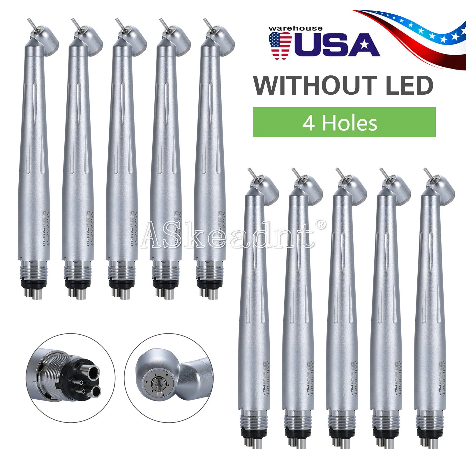 Askeadnt Dental Surgical High Speed Handpiece 45 Degree 4 Hole 3 Water Spray