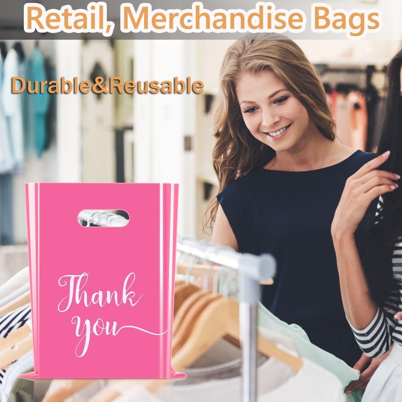 Cupplation Pink Thank You Merchandise Bags Large 1 Count (Pack of 100),