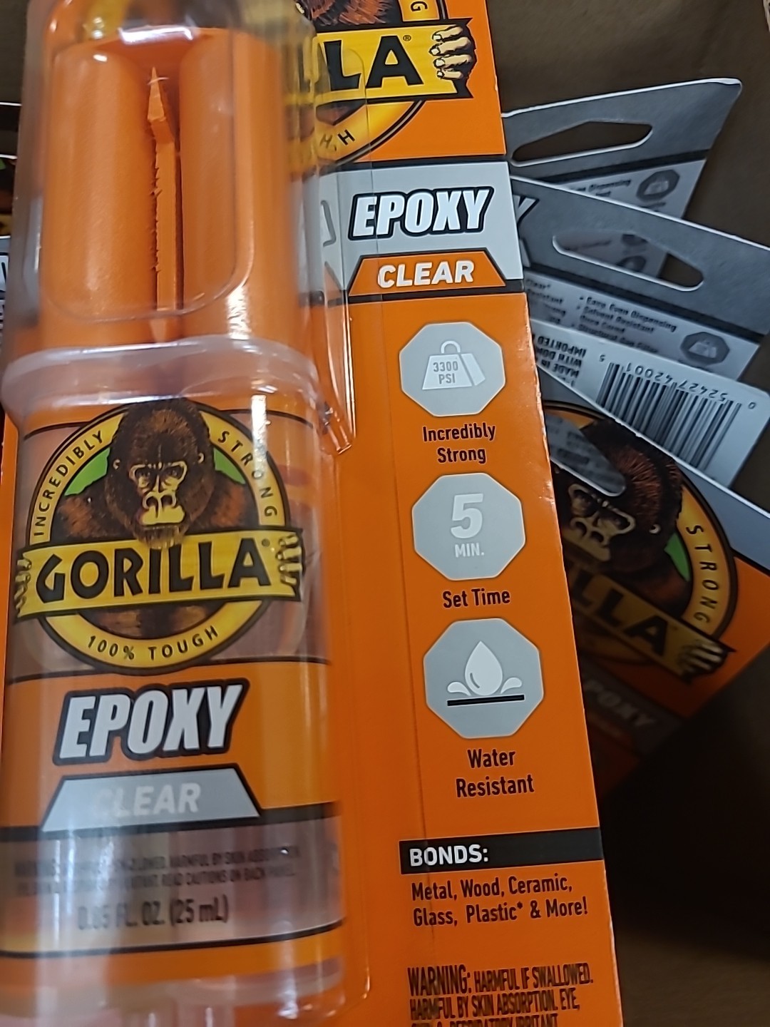 10 PACK Gorilla 2 Part Clear Epoxy – 0.85 oz Syringe 5 Min Set Dries Clear
