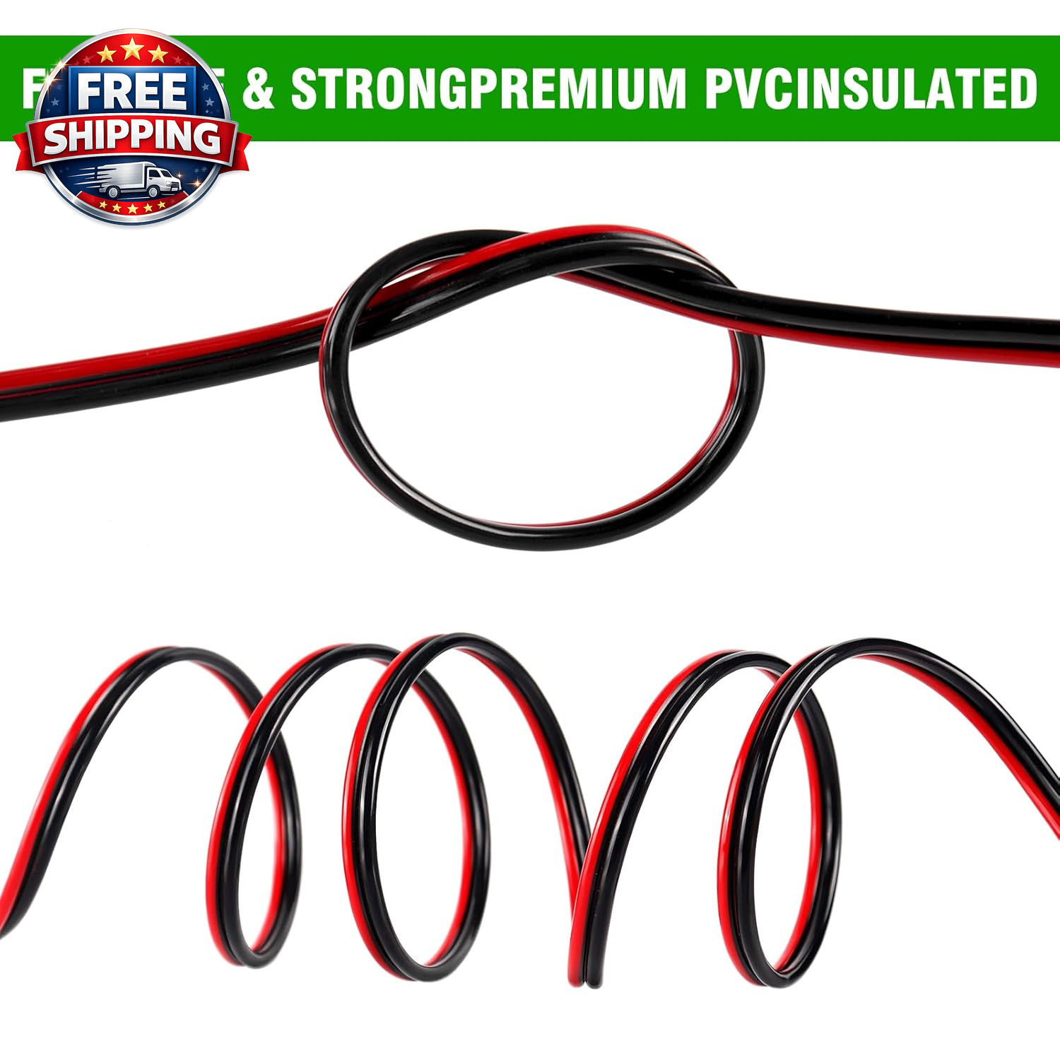 14 Gauge Wire 100FT, 2 Conductors Electrical Wire Red and Black Cable, Low Volt