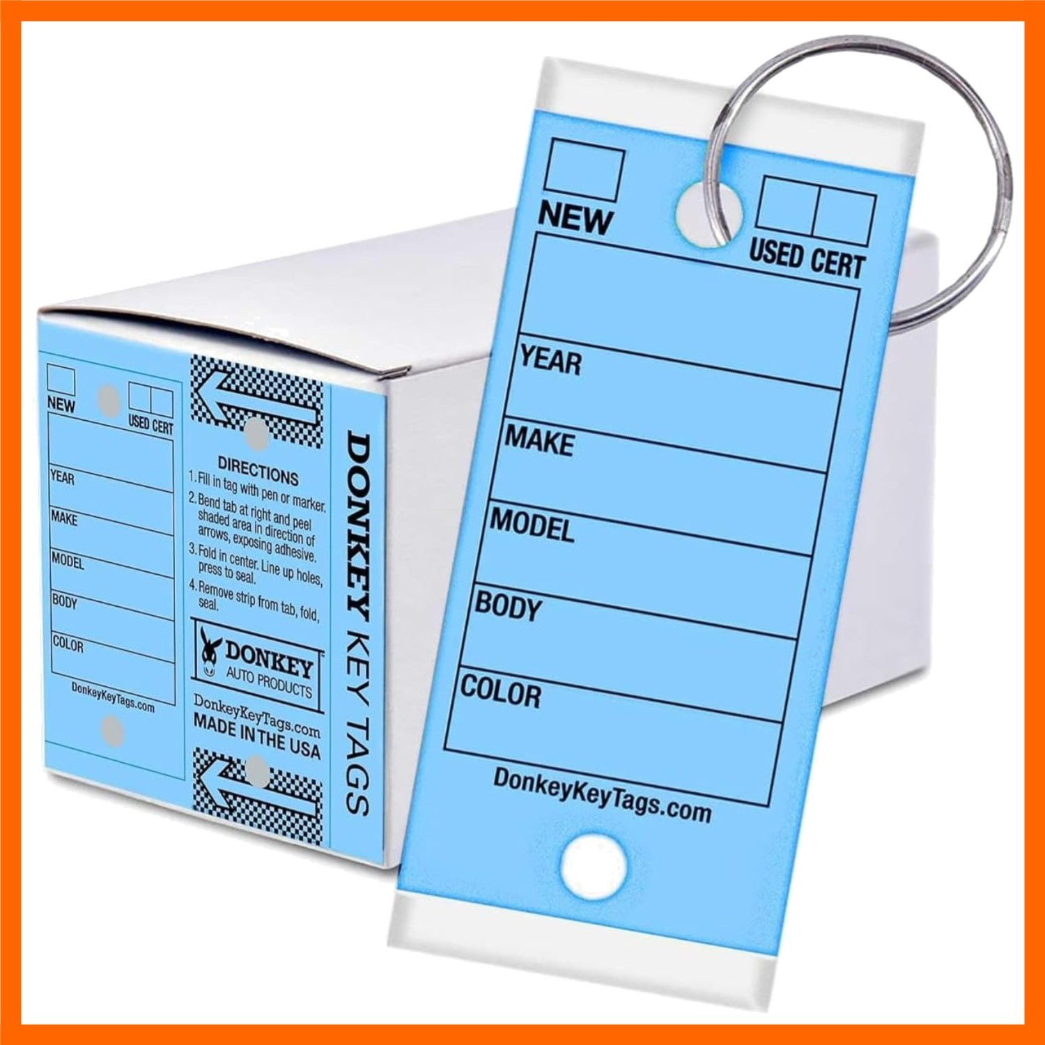 Laminated Self-Protecting 250 Tags per Box with Metal Rings Blue