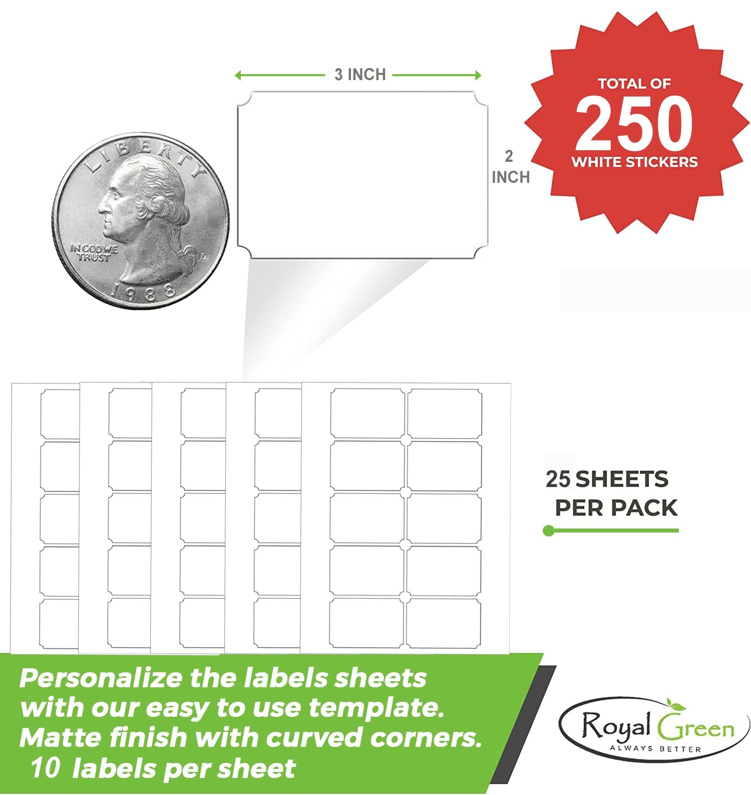 Self-Adhesive Label Sheets 3×2 inch White Shipping Labels Template Included f…