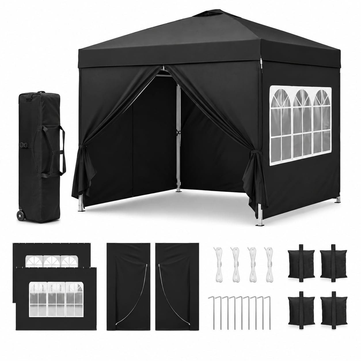 Garvee 10X10 Pop Up Canopy Tent 4 Sidewalls 1-Button Easy Setup Outdoor Canopy