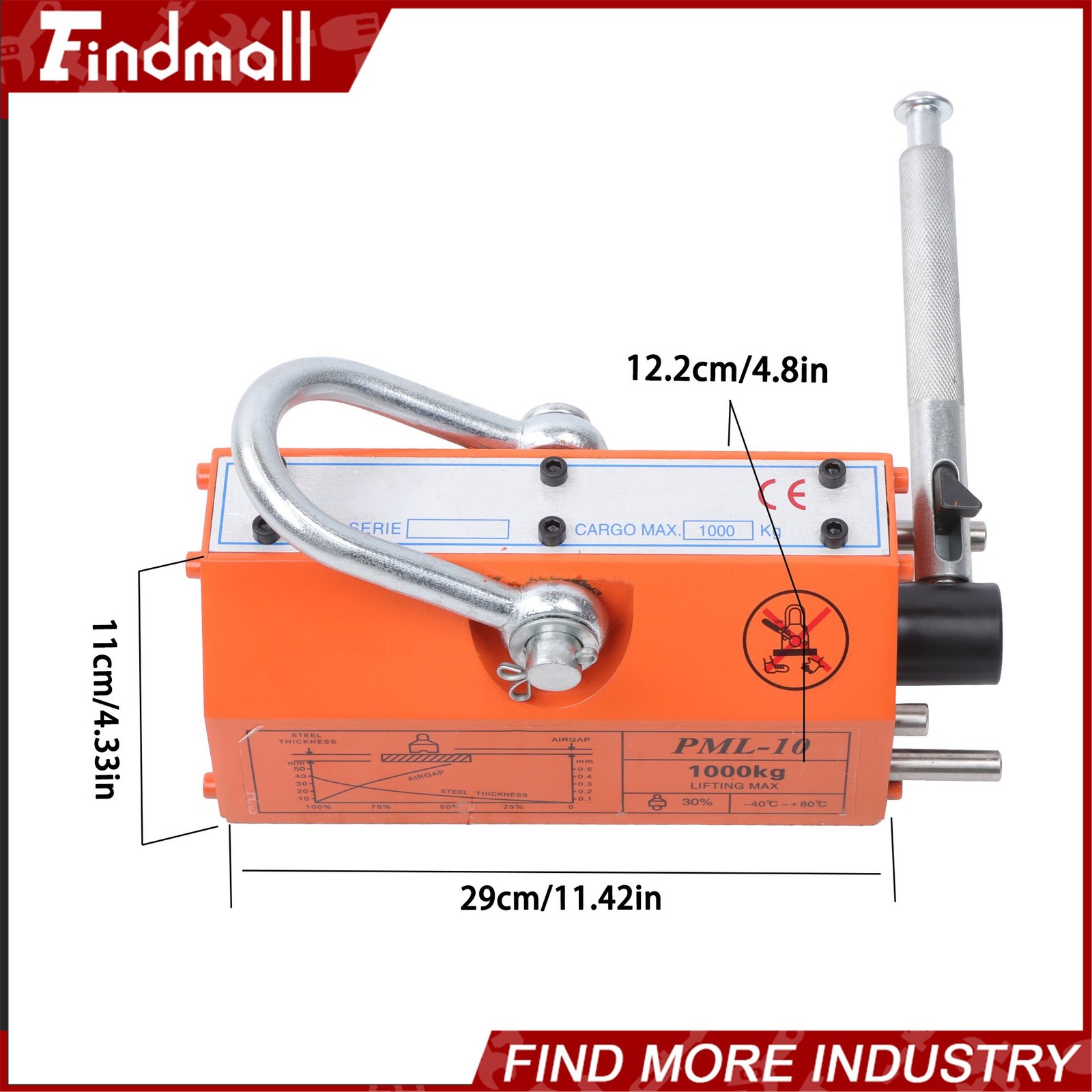 Findmall 2200Lbs/1000kg Magnetic Lifter Lifting Magnet N42 Neodymium Hoist