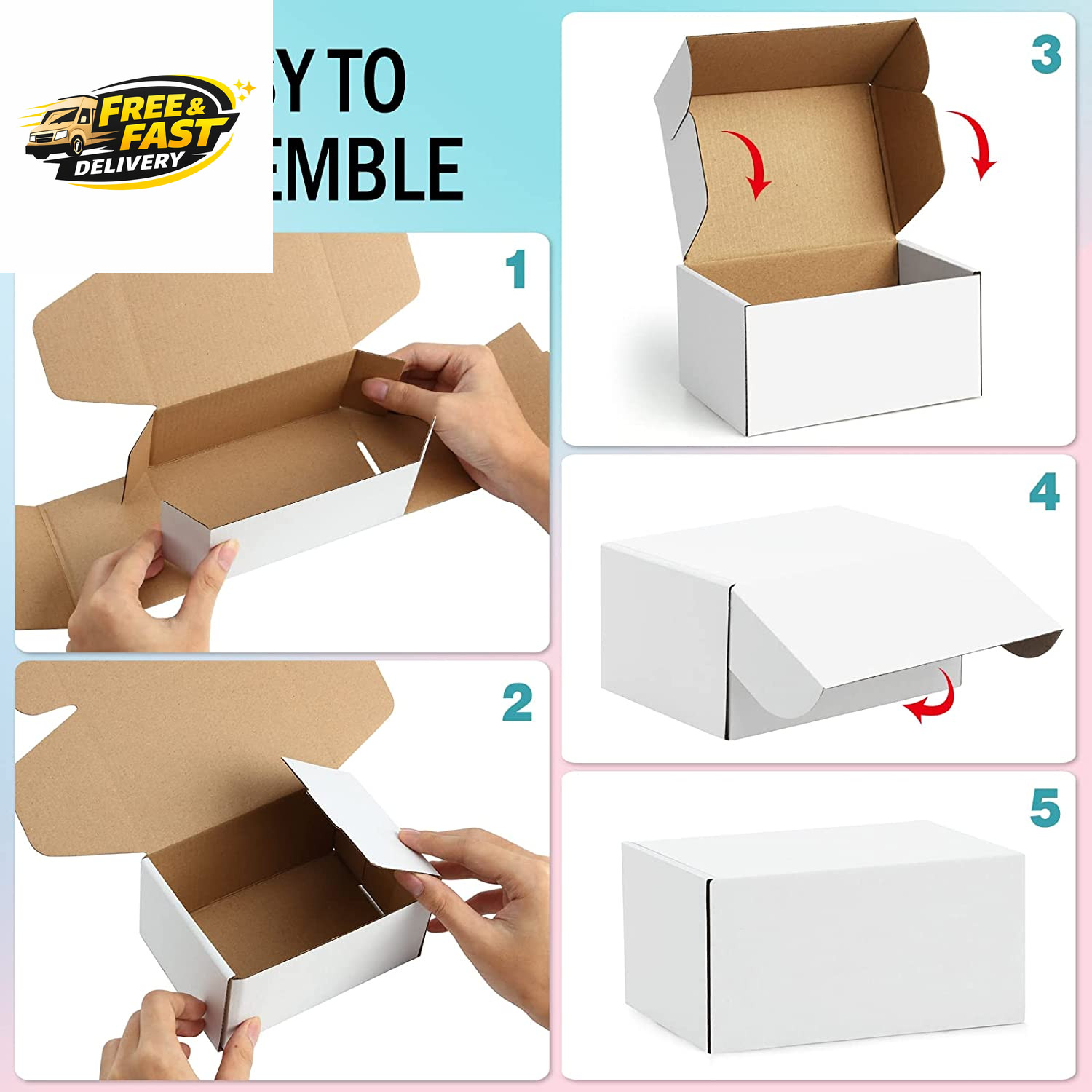 Shipping Boxes 7X5X2 Inches White Small Mailing Boxes 25 Pack Cardboard