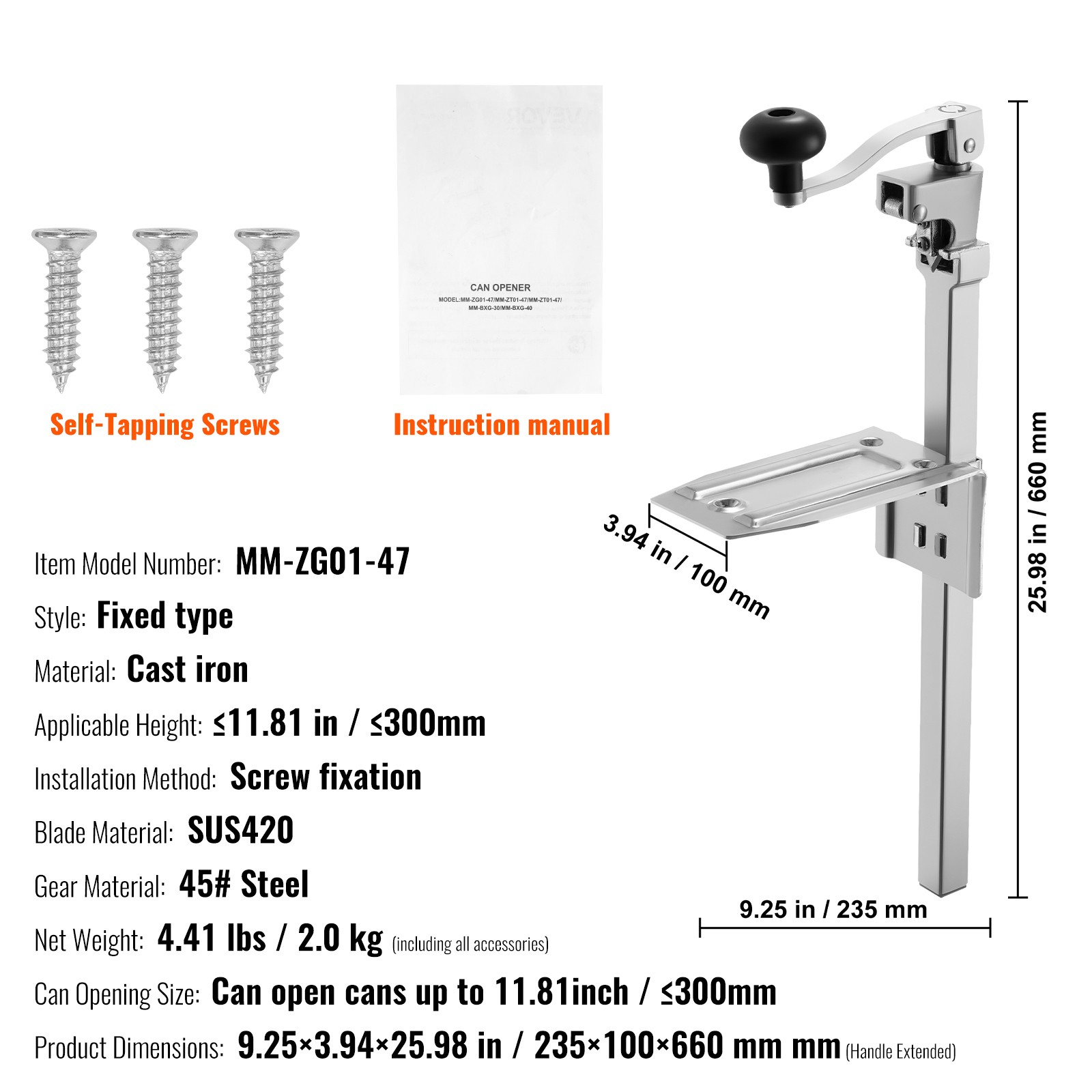 Uimoso Commercial Tabletop Manual Can Opener, 11.8 in for Restaurant Use