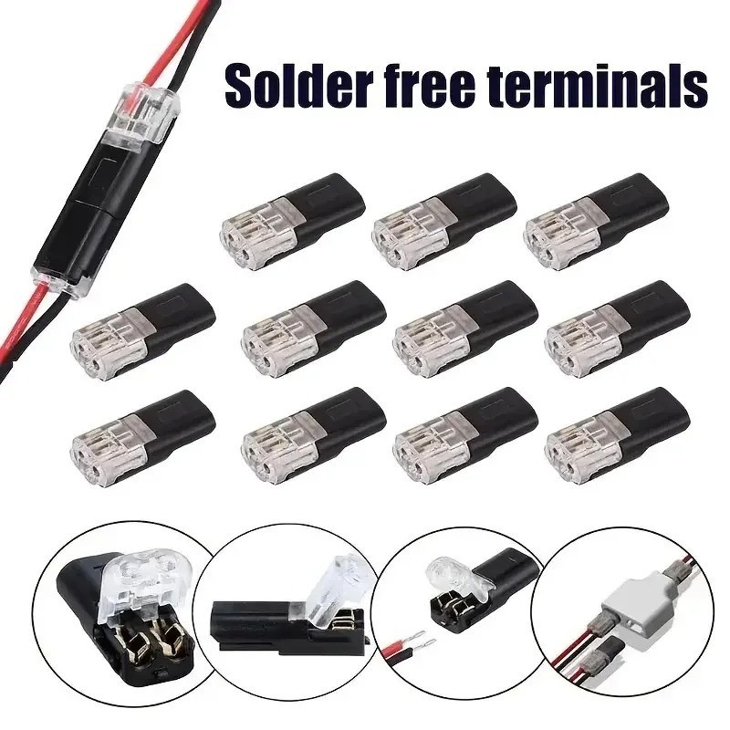 50Pcs H2 2-Pin Quick Connect Wire Connector Nylon Copper Terminal Block Low Volt
