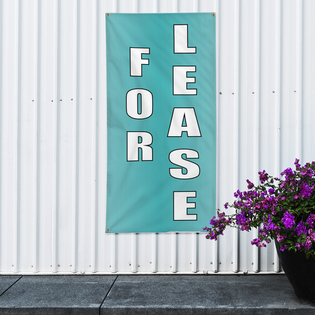 Vertical Vinyl Banner Multiple Sizes For Lease Light Blue Business Outdoor