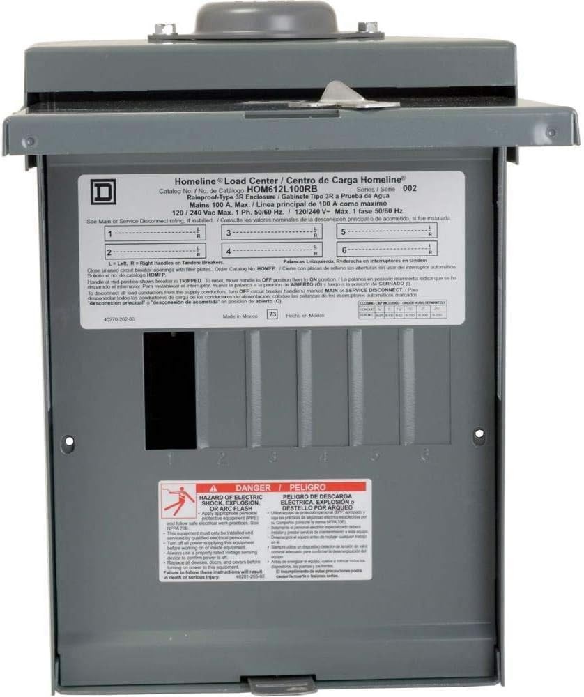Square D HOM612L100RBCP Six-Space 12-Circuit Outdoor Main Lug Load Center 100A