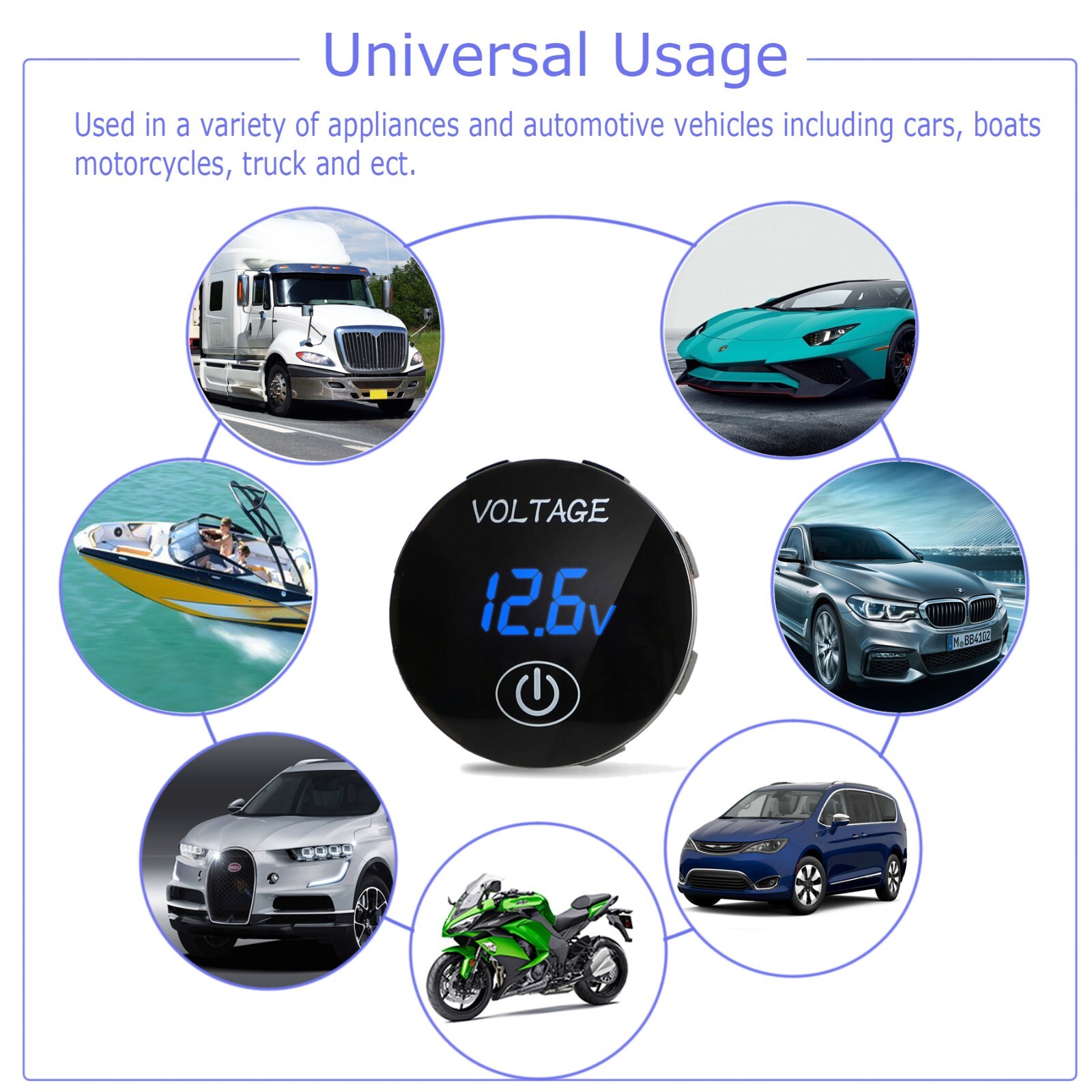 12V-24V Car Marine Motorcycle LED Digital Voltmeter Voltage Meter Battery Gauge