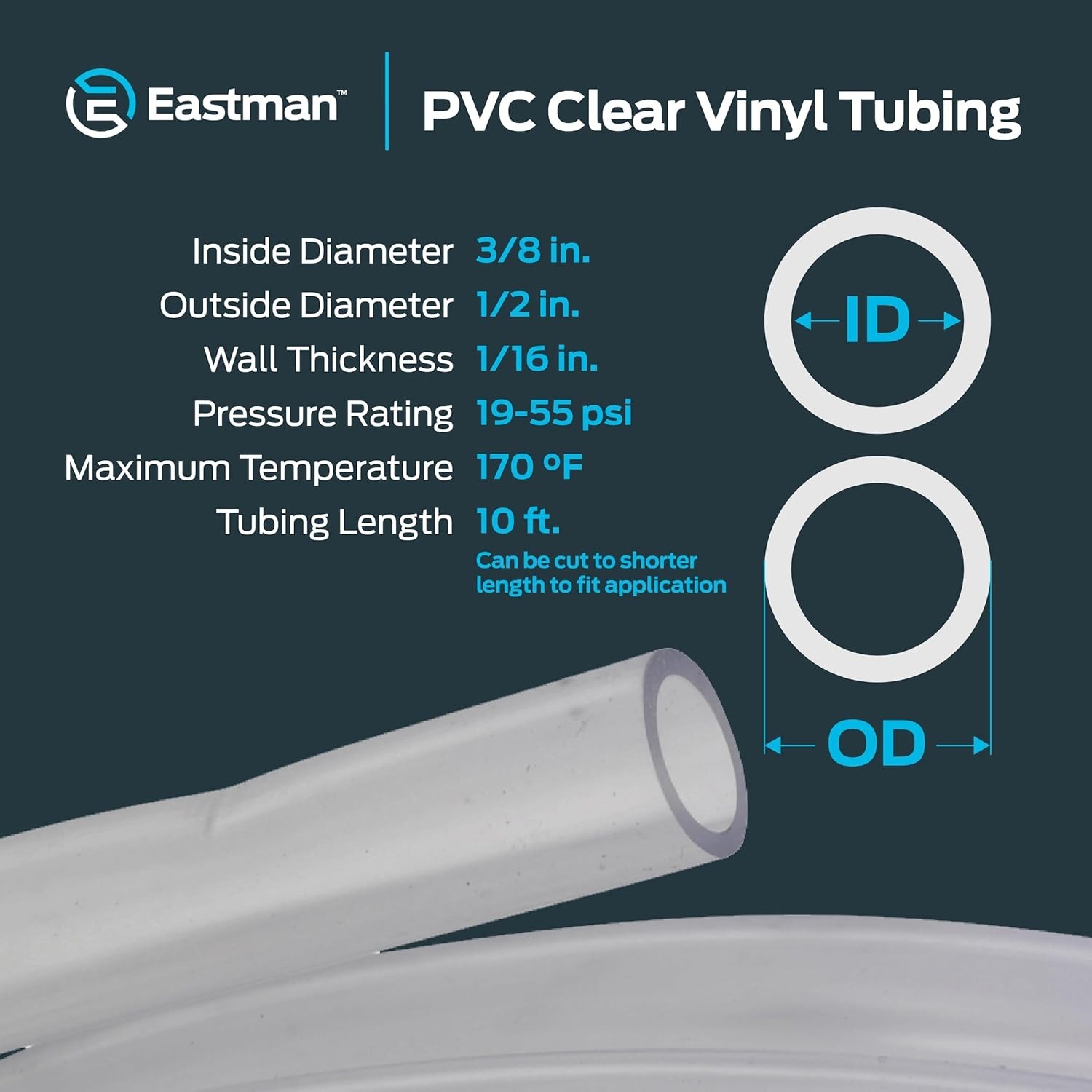 OD Clear PVC Vinyl Tubing 10 Ft Flexible Water Air Gas Hose