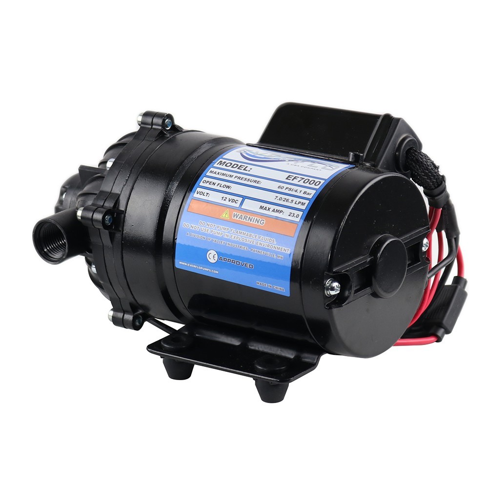 Everflo EF7000 12V Diaphragm Sprayer Pump – 7.0GPM, 60 PSI Max, 1/2″ FNPT Ports