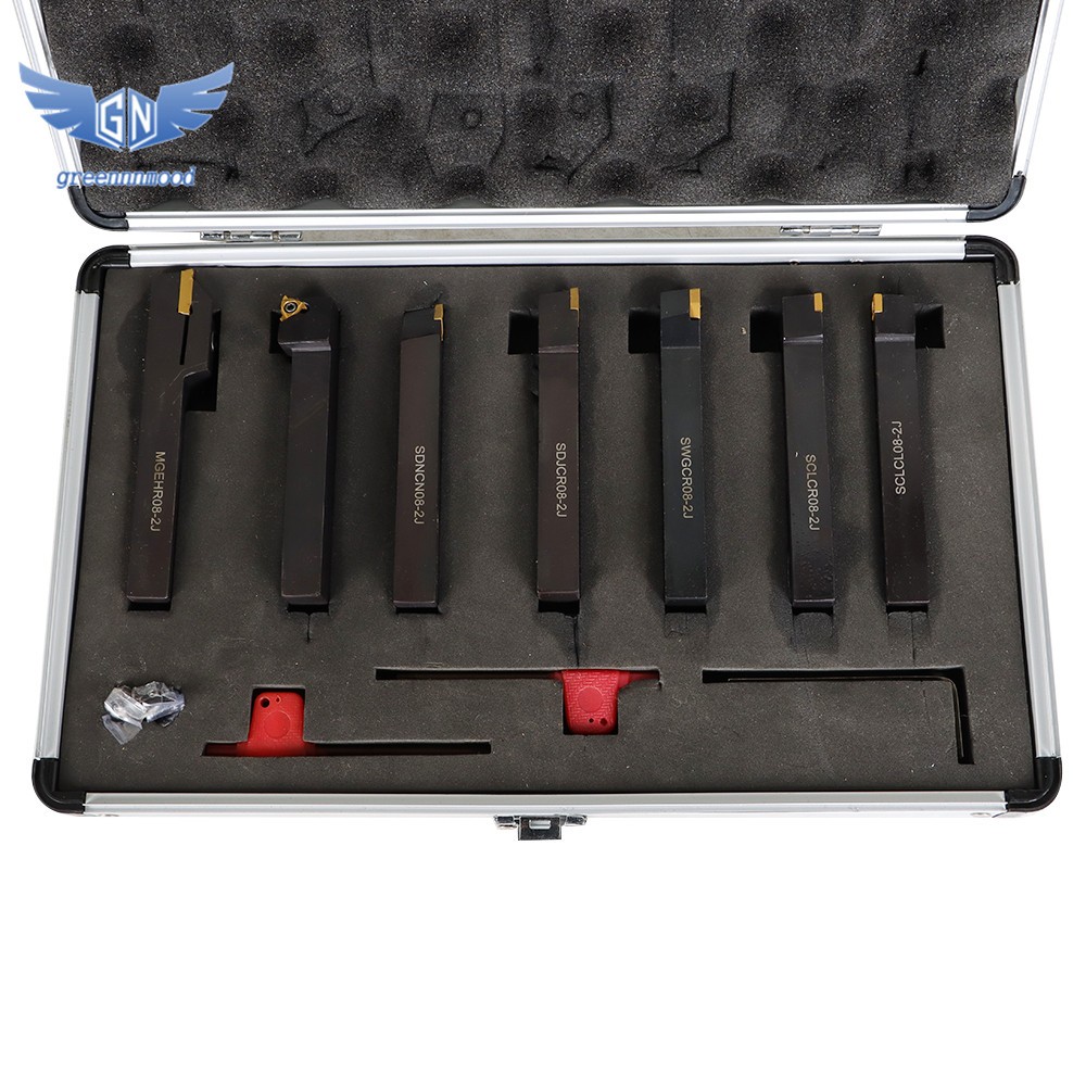 7 Pieces 1/2» Indexable Carbide Turning Tool Set For Lathe Turnining With Box