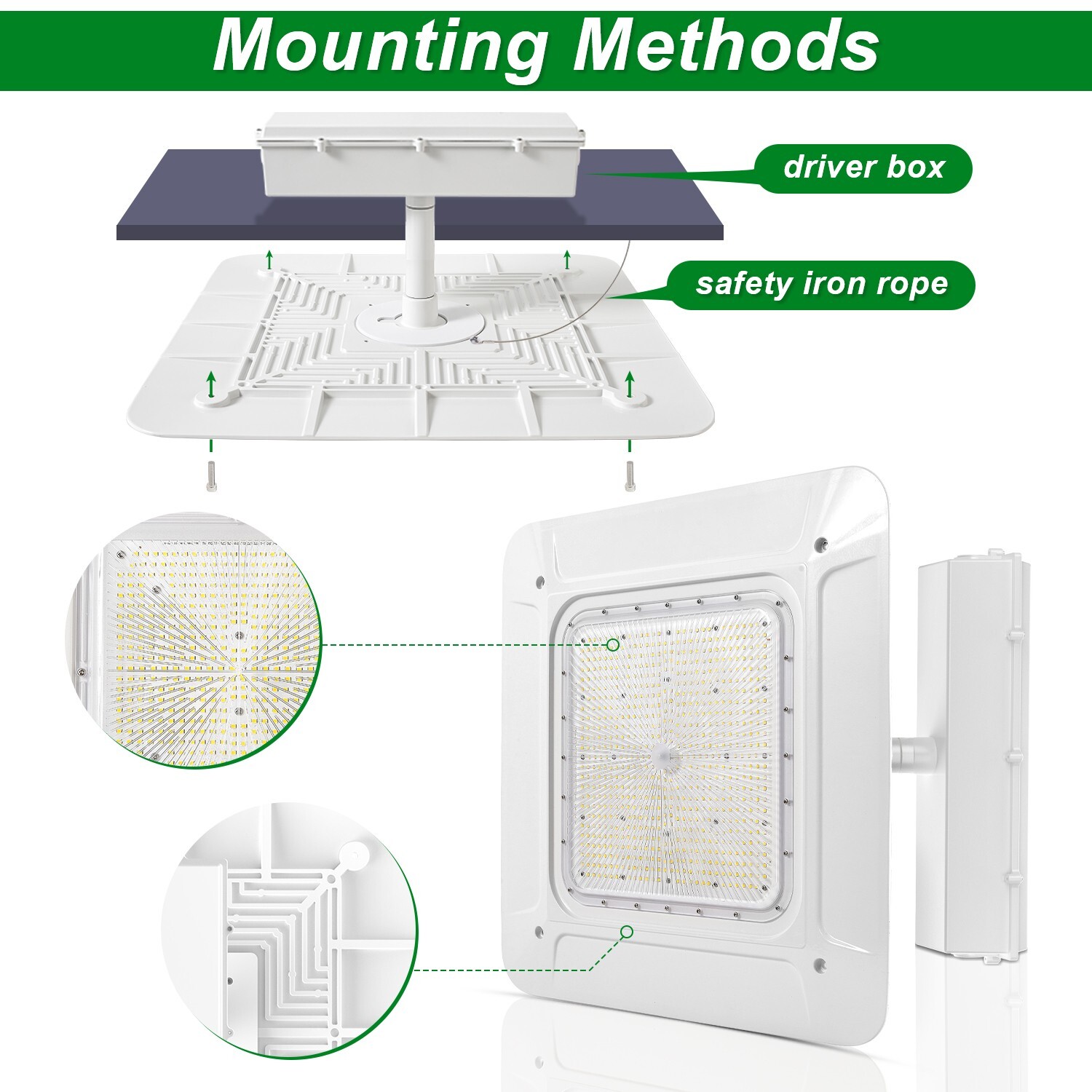 180W LED Canopy Light Parking Lot Gas Station Lamp IP65 25200LM Lights 5700k