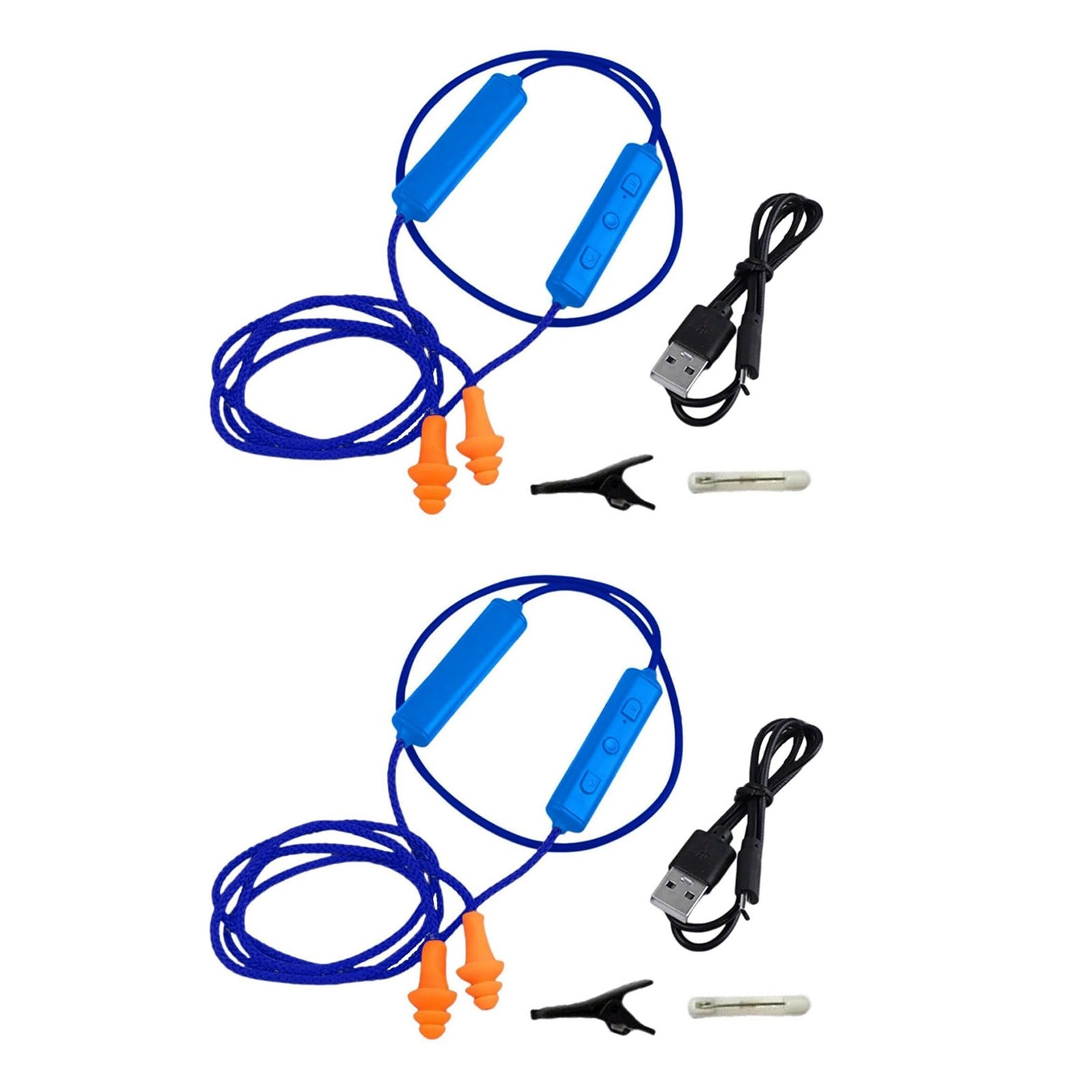 2-Set Blue Bluetooth Ear Plugs, Noise-Isolating for Work & Hearing Protection