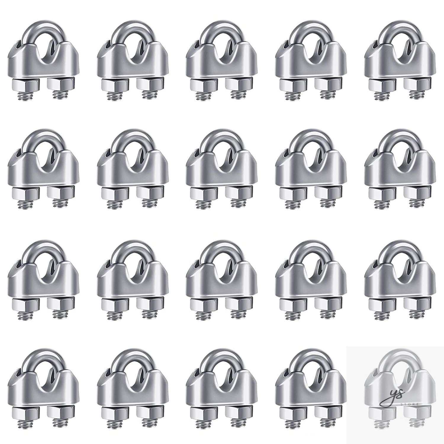20PCS 3/16 Inches M5 Stainless Steel Wire Rope Cable Clip Clamp