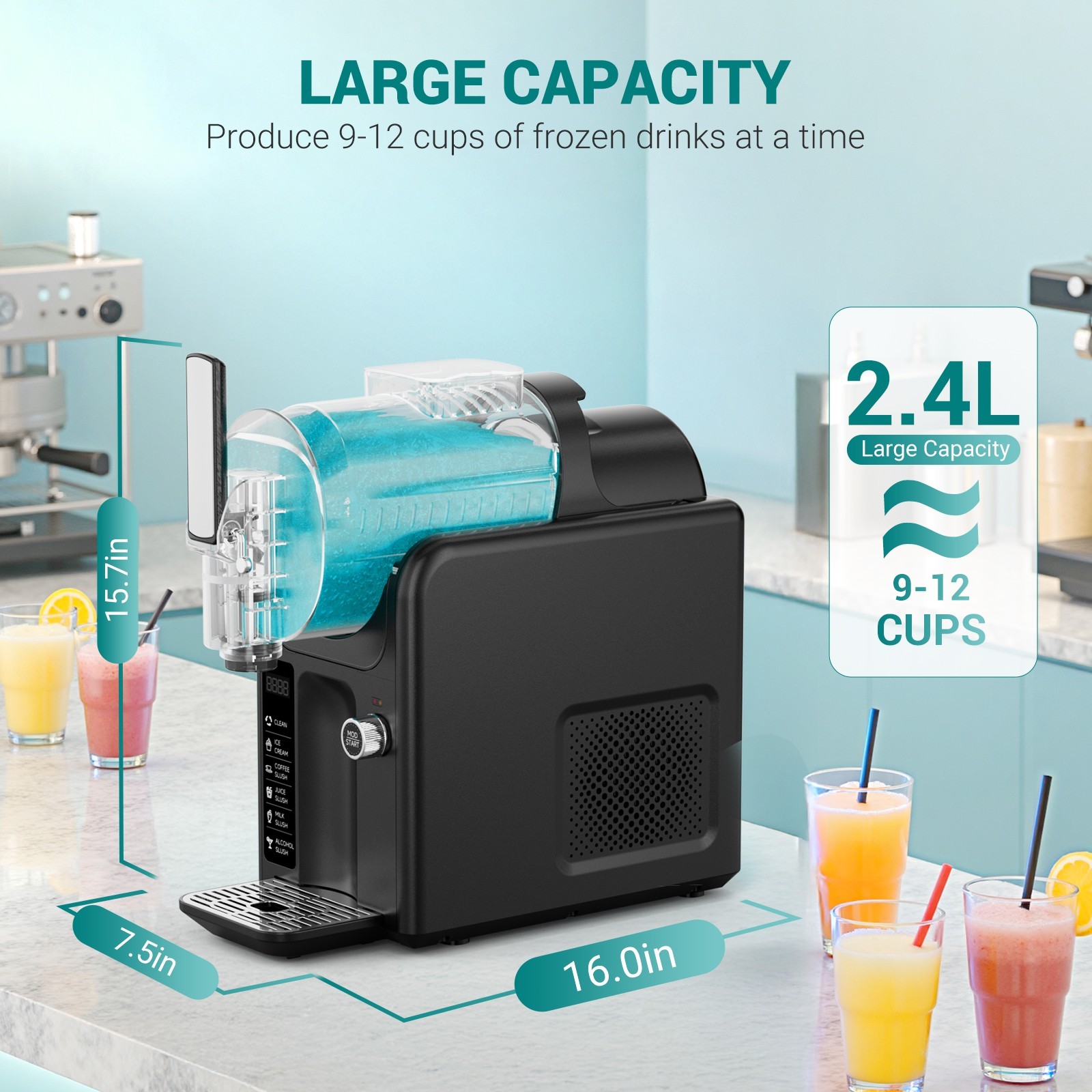 2.4L Commercial Slushie Machine Margarita Wine Frappe Slush Frozen Drink Machine