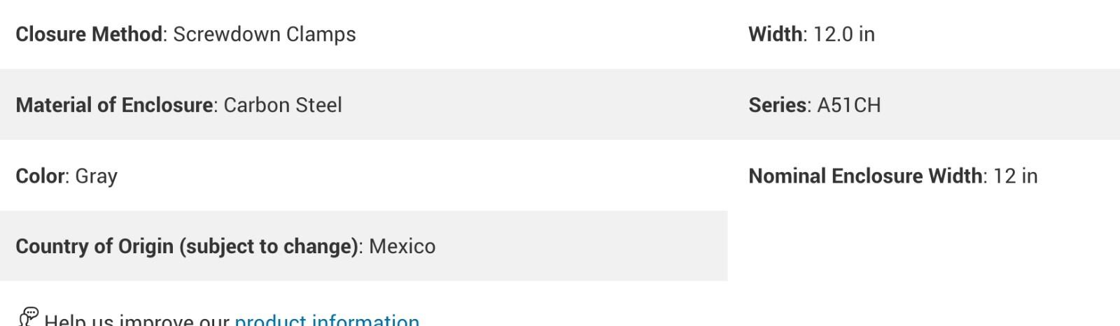 Hoffman A14128CH CARBON Steel Junction Box – Gray / NEW